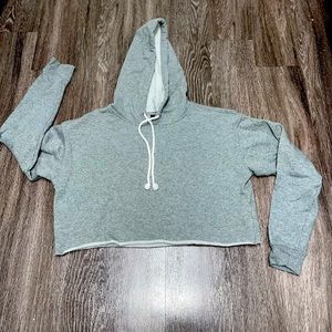 Grey Cropped Hoodie